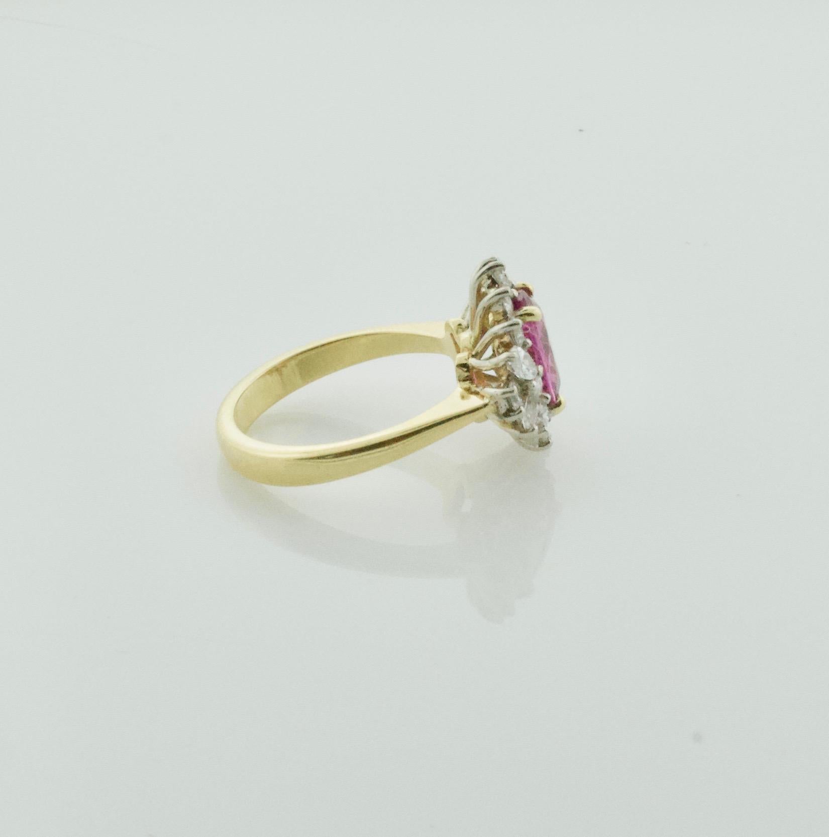 Oval Cut Pink Sapphire and Diamond Cocktail Ring in 18k For Sale