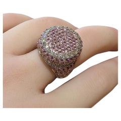 Pink Sapphire and Diamond Cocktail Ring in 18k White and Yellow Gold