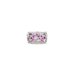 Pink Sapphire and Diamond Cocktail Ring in 18k White Gold
