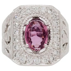 Pink Sapphire and Diamond Cocktail Ring in Platinum