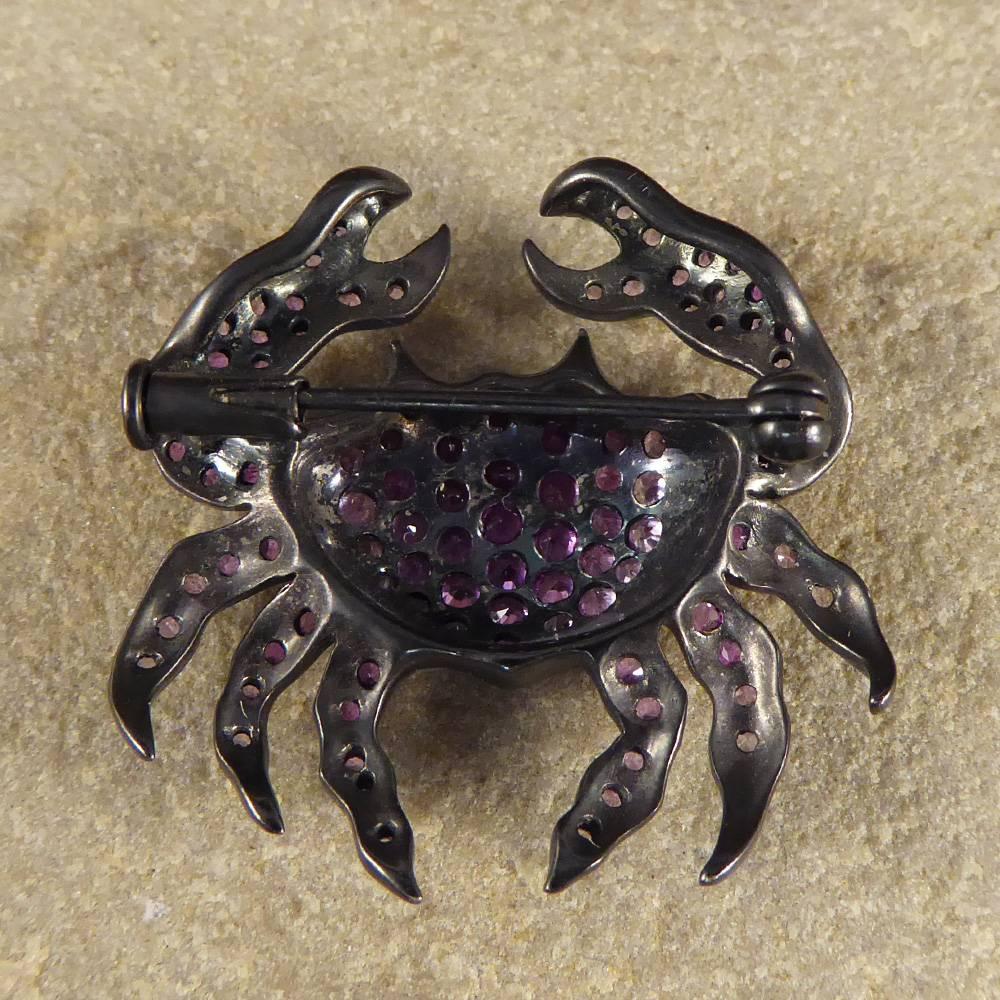 Modern Pink Sapphire and Diamond Crab Pendant and Brooch