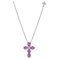 Pink Sapphire and Diamond Cross Pendant Pink Sapphire and Diamond Cross Pendant