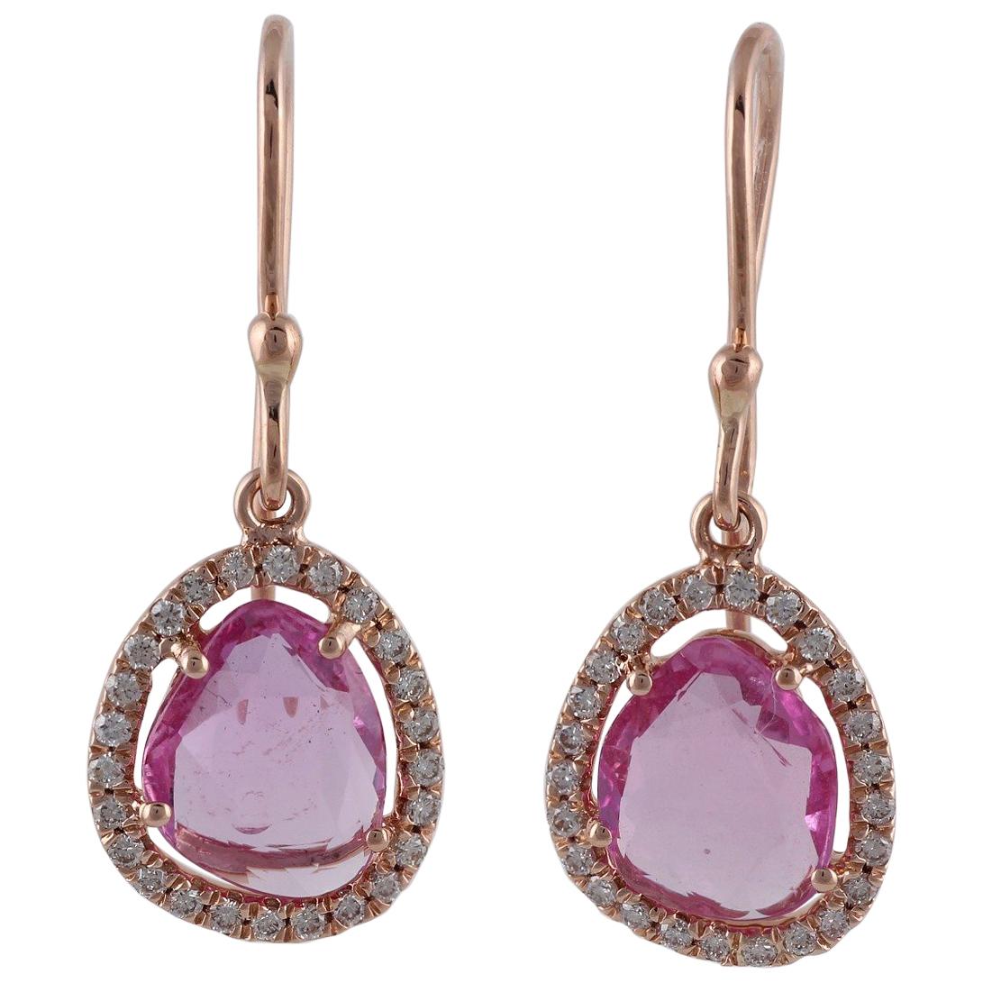 Pink Sapphire and Diamond Dangle Earring