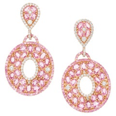 Pink Sapphire and Diamond Drop Earrings