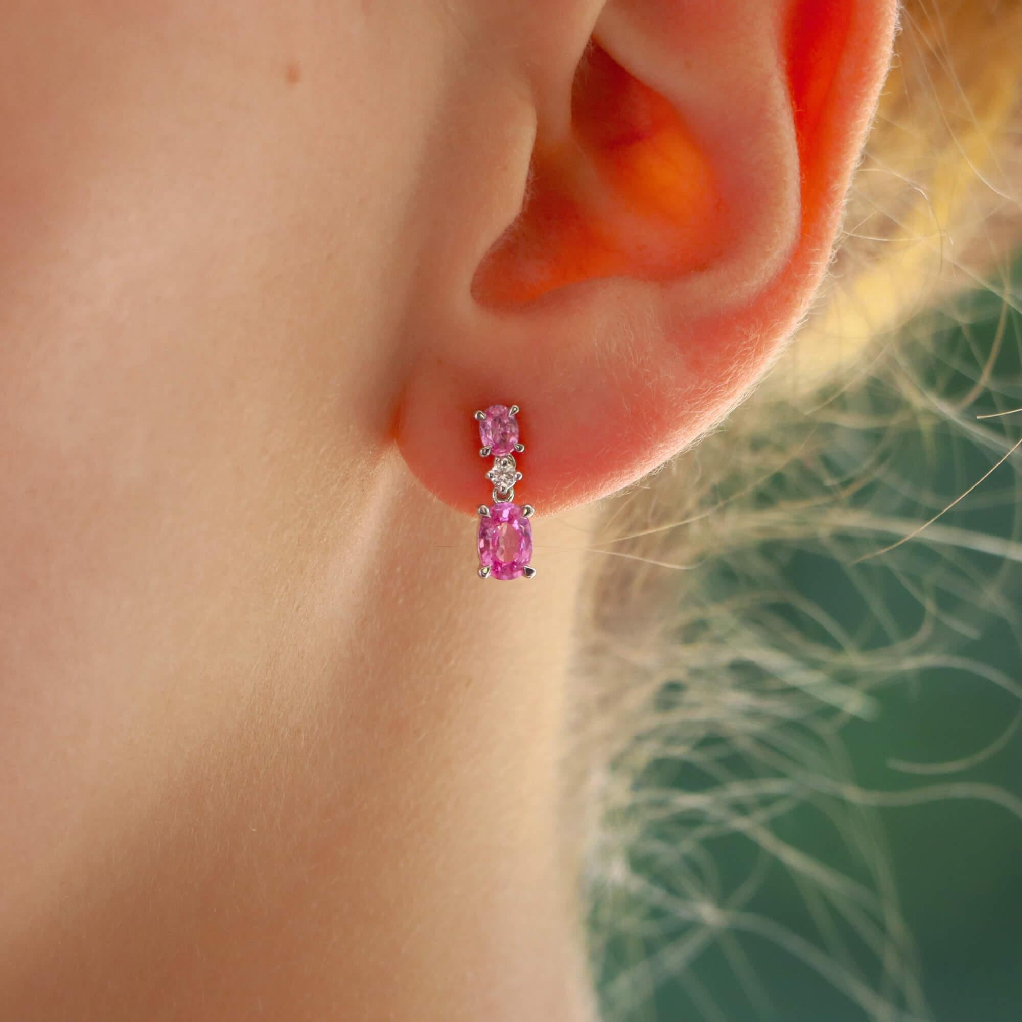 pink sapphire drop earrings