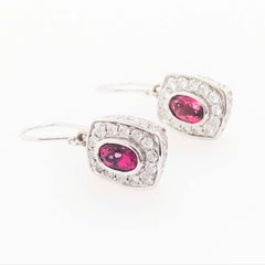 Pink Tourmaline Diamond Earring Dangles, Lorenzo Original Earrings 18K Gold