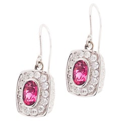 Pink Tourmaline Diamond Earring Dangles, Lorenzo Original Earrings 18K Gold