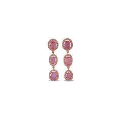 Pink Sapphire and Diamond Earring Studded in 18 Karat Rose Gold