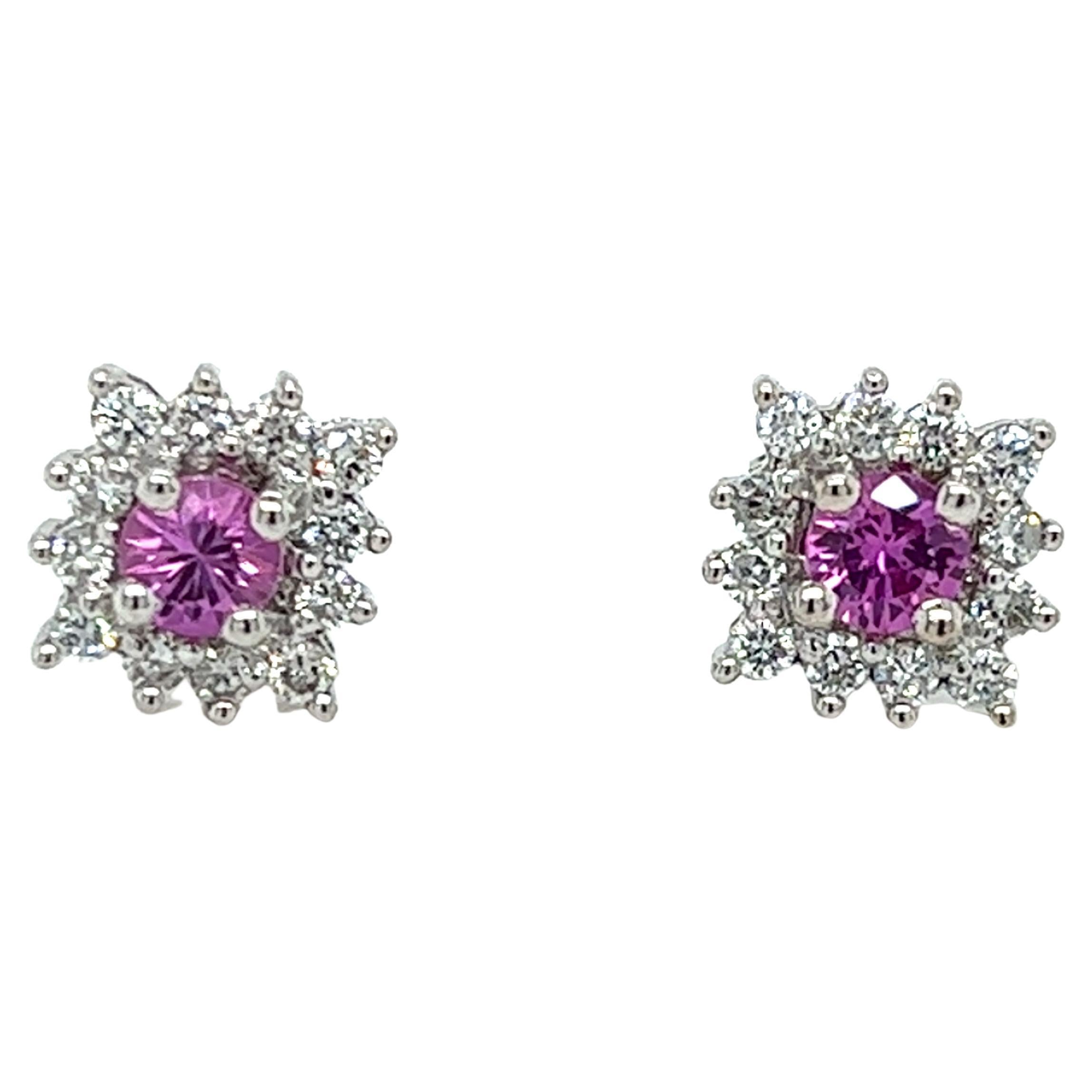 4.72 ct Pink Sapphire and Diamond Accent Flowers Stud Earring in 14k ...