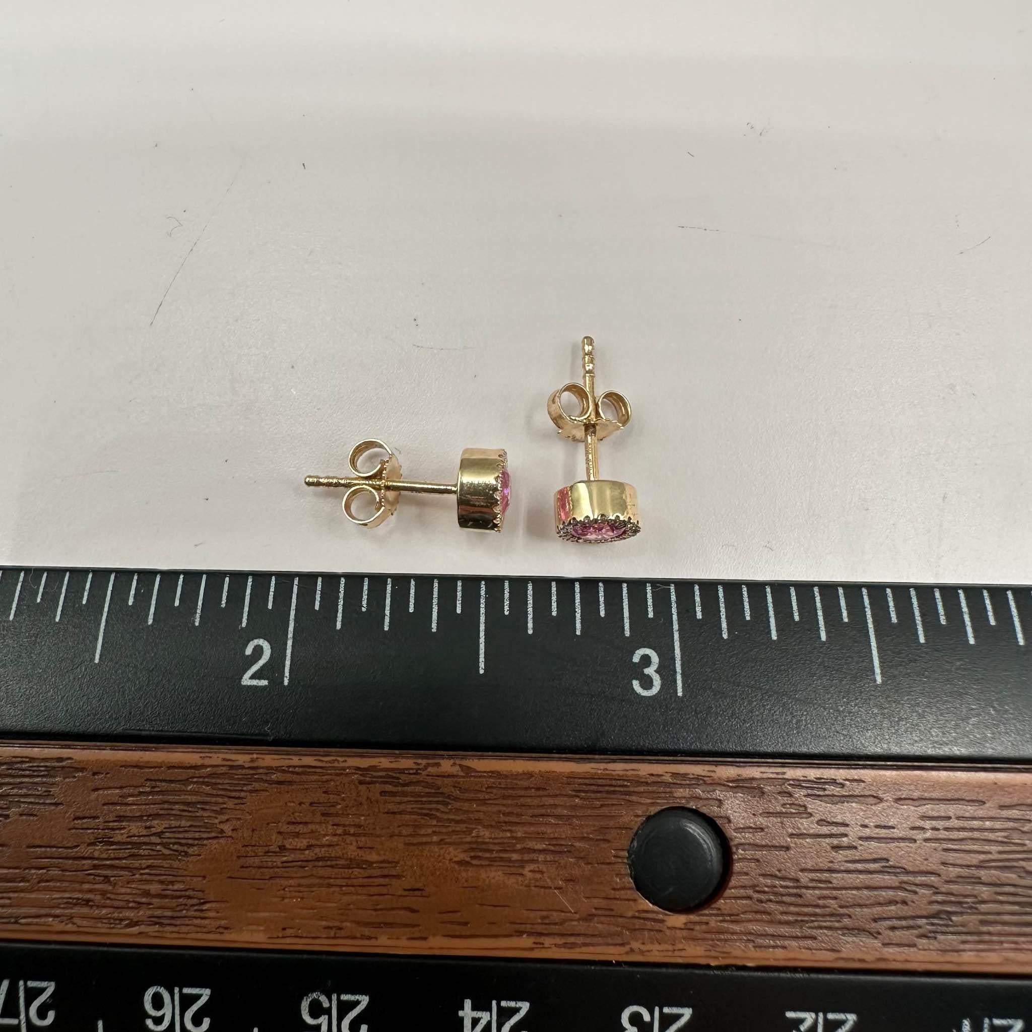 Women's Pink Sapphire and Diamond Earrings in 14kt Yellow Gold – 0.48ctw Pink Sapphires