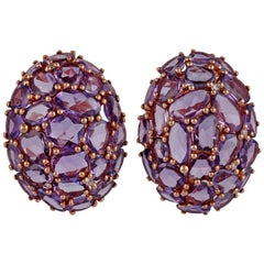 Pink Sapphire and Diamond Earrings Studded in 18 Karat Rose Gold
