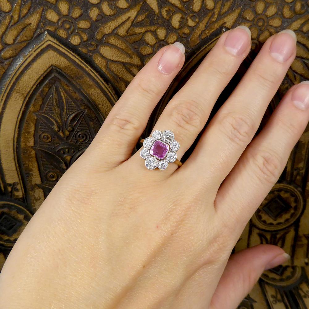 Pink Sapphire and Diamond Engagement 18 Carat Gold Ring 1