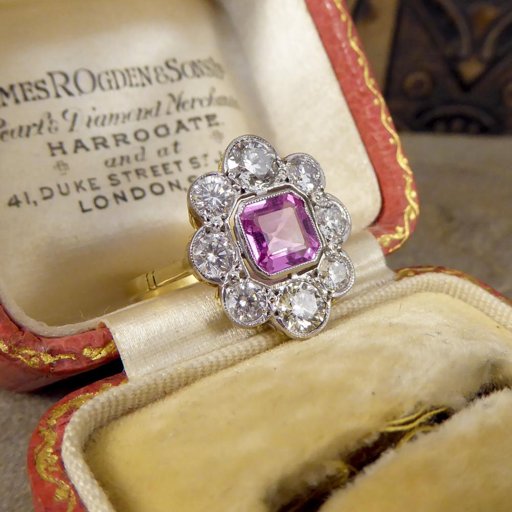 Pink Sapphire and Diamond Engagement 18 Carat Gold Ring 2