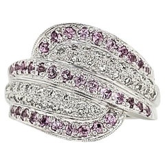 Pink Sapphire and Diamond Engagement Ring in 18K White Gold