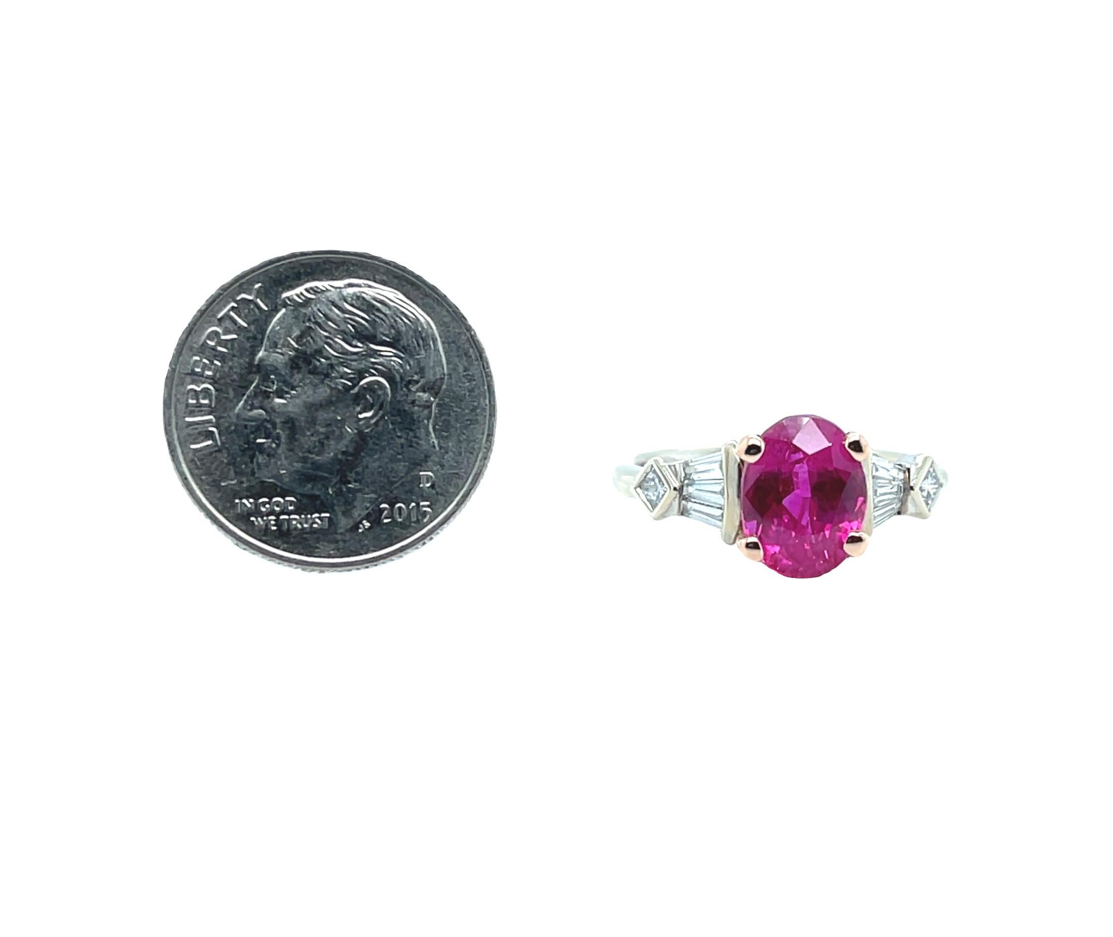 Artisan Pink Sapphire and Diamond Engagement Ring in Rose and White Gold, 2.79 Carats For Sale
