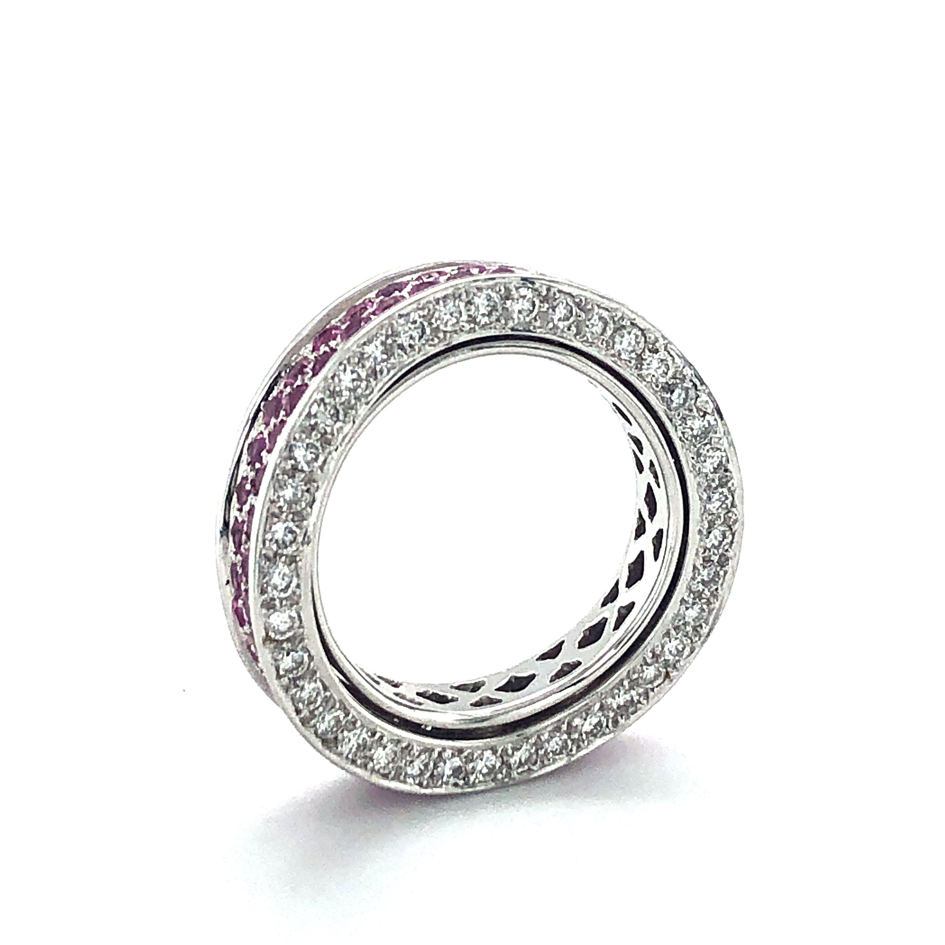 white gold pink sapphire eternity ring