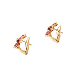Pink Sapphire and Diamond Flower Rose Gold Earrings