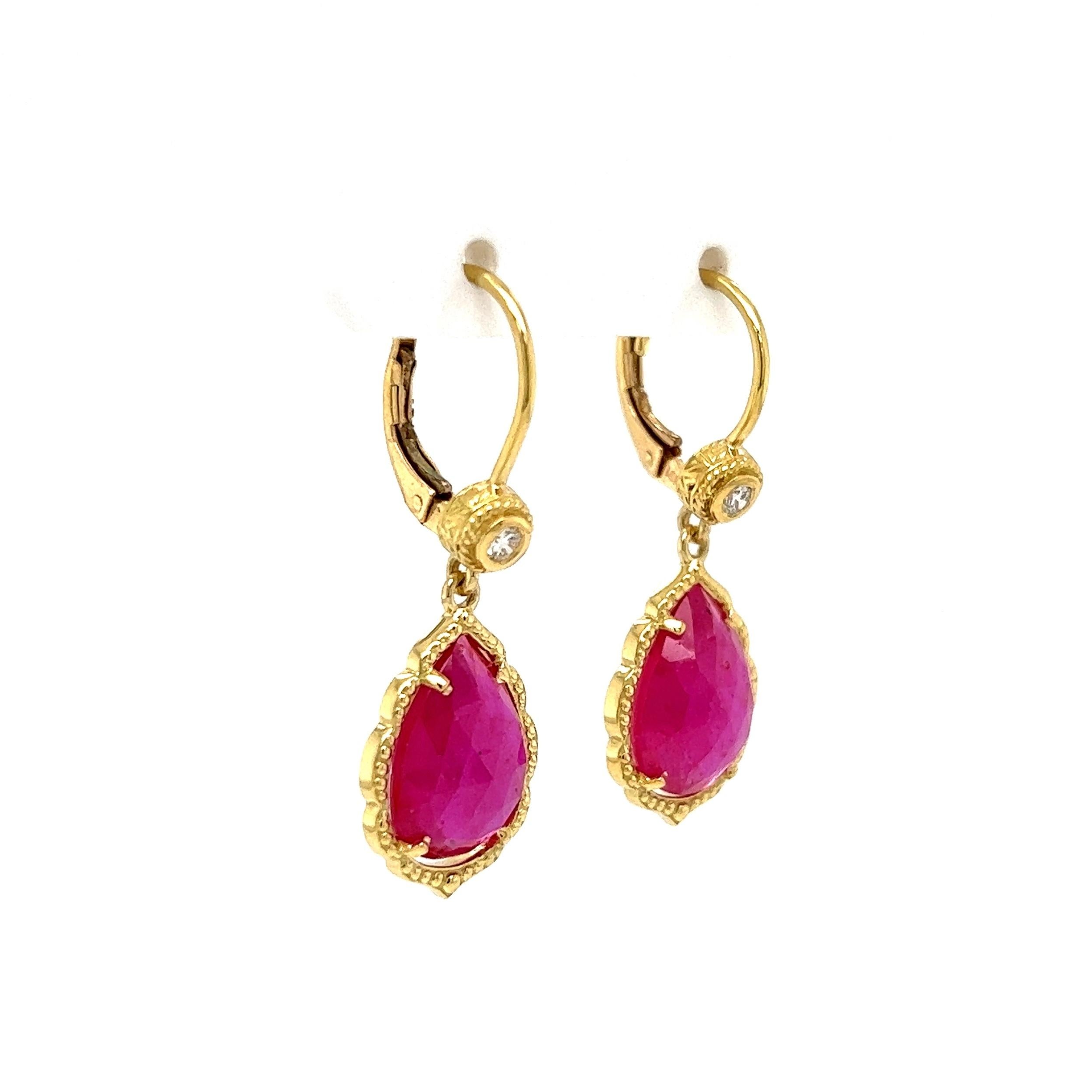 Mixed Cut Pink Sapphire and Diamond Gold Drop Designer Earrings Fine Estate Jewelry For Sale