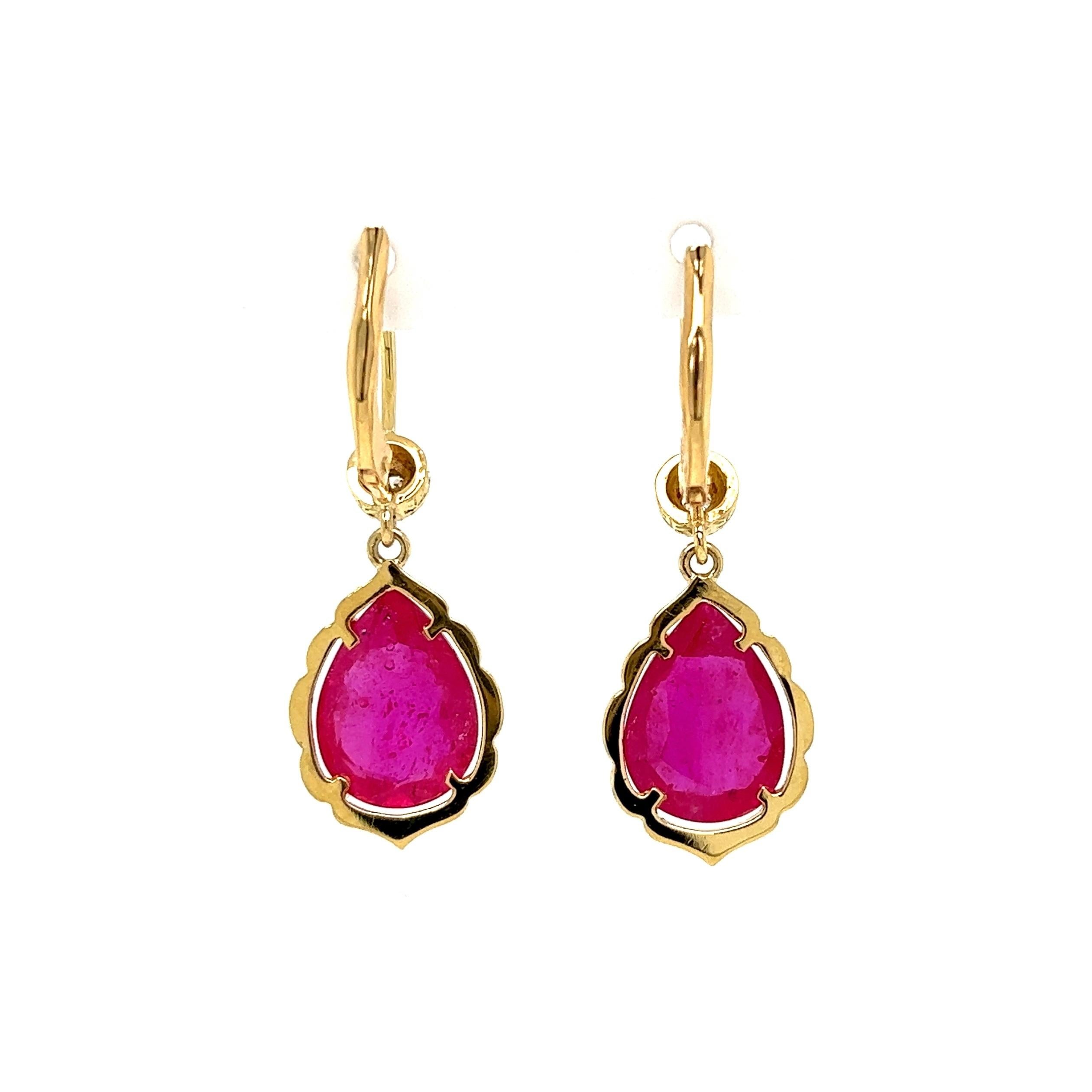 Pink Sapphire and Diamond Gold Drop Designer Earrings Fine Estate Jewelry In Excellent Condition For Sale In Montreal, QC