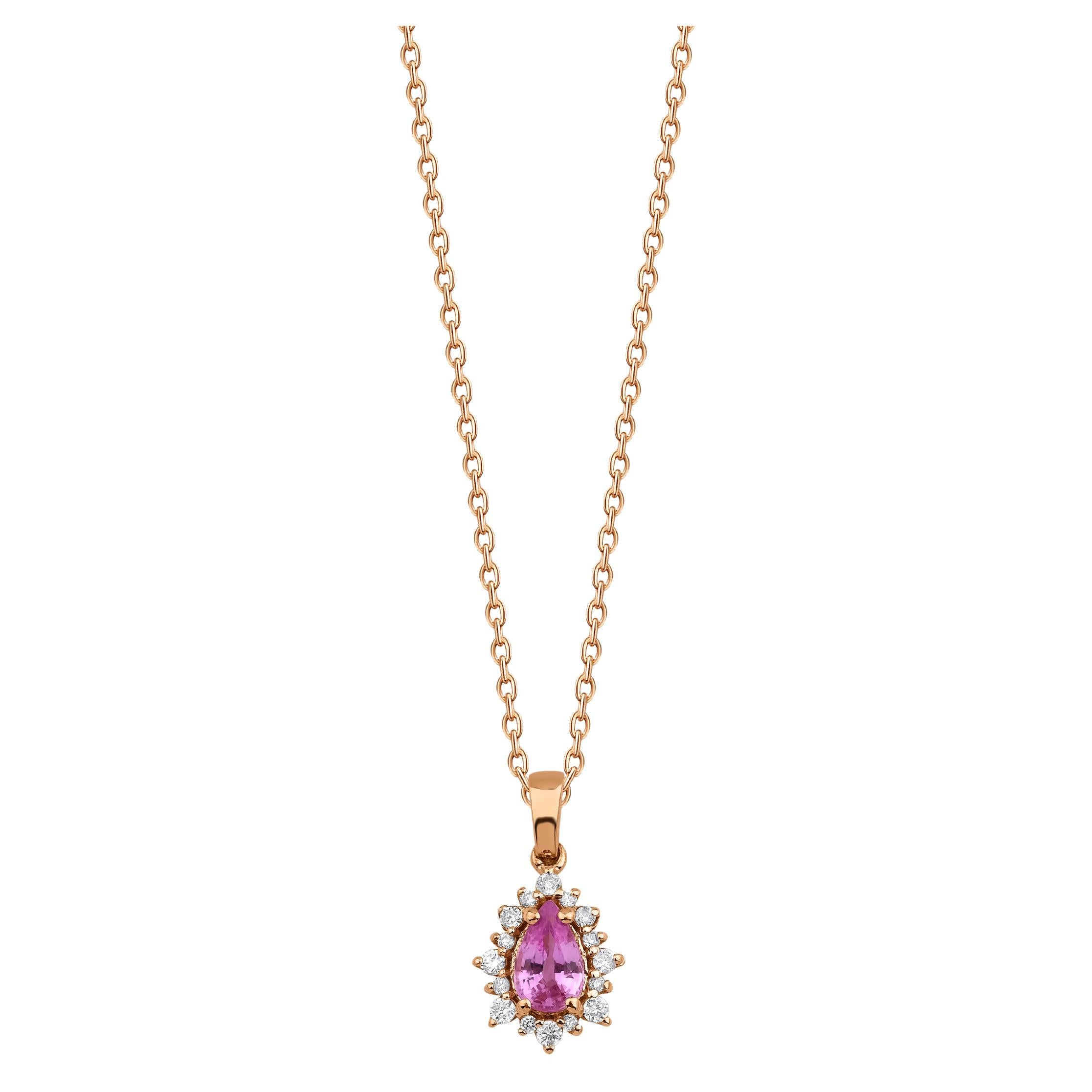 Pink Sapphire and Diamond Halo Pendant