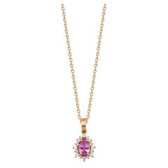 Pink Sapphire and Diamond Halo Pendant