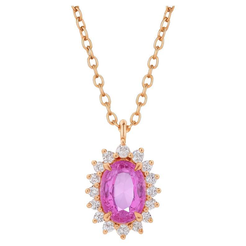 Pink Sapphire And Diamond Halo Pendant