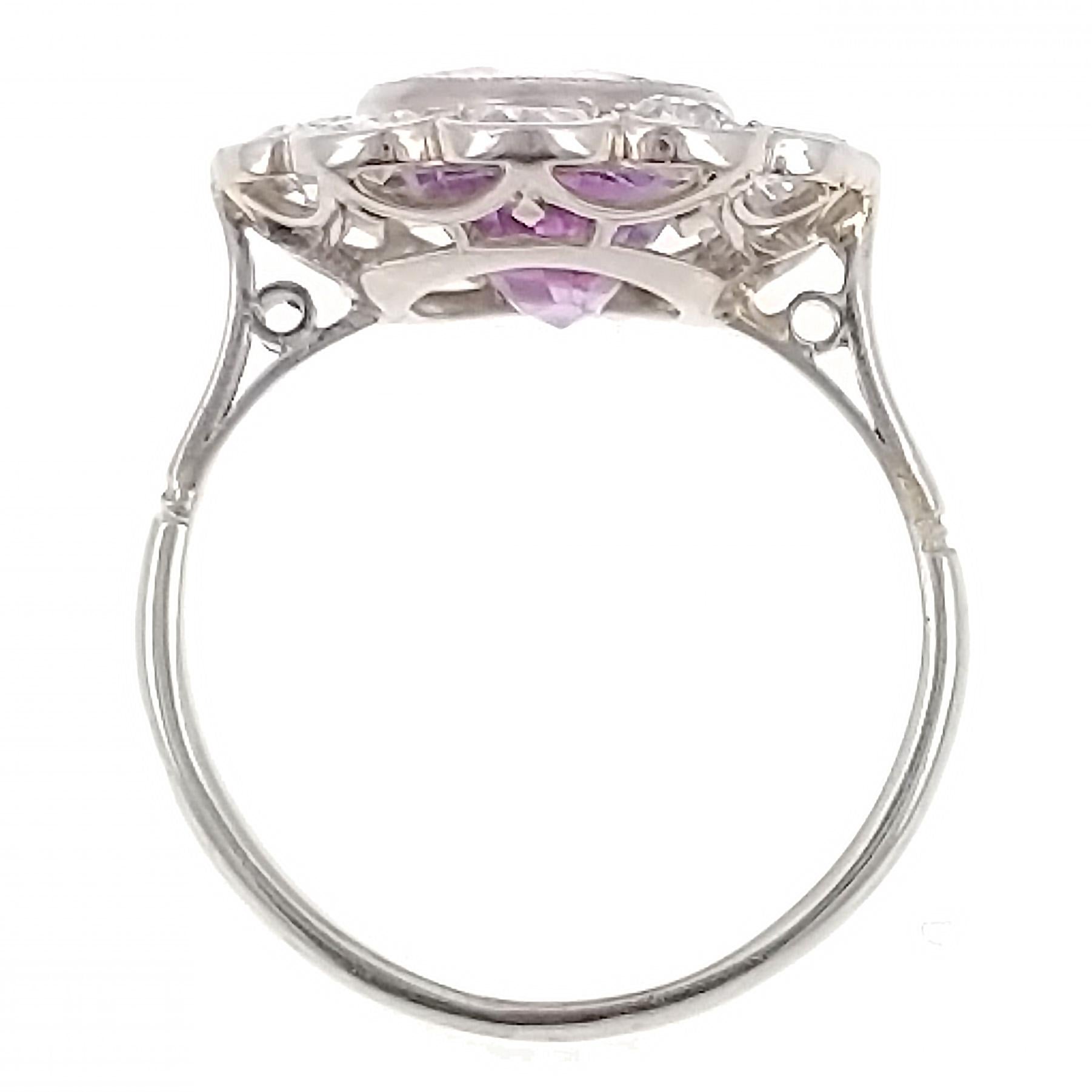Pink Sapphire and Diamond Halo Ring (Belle Époque)