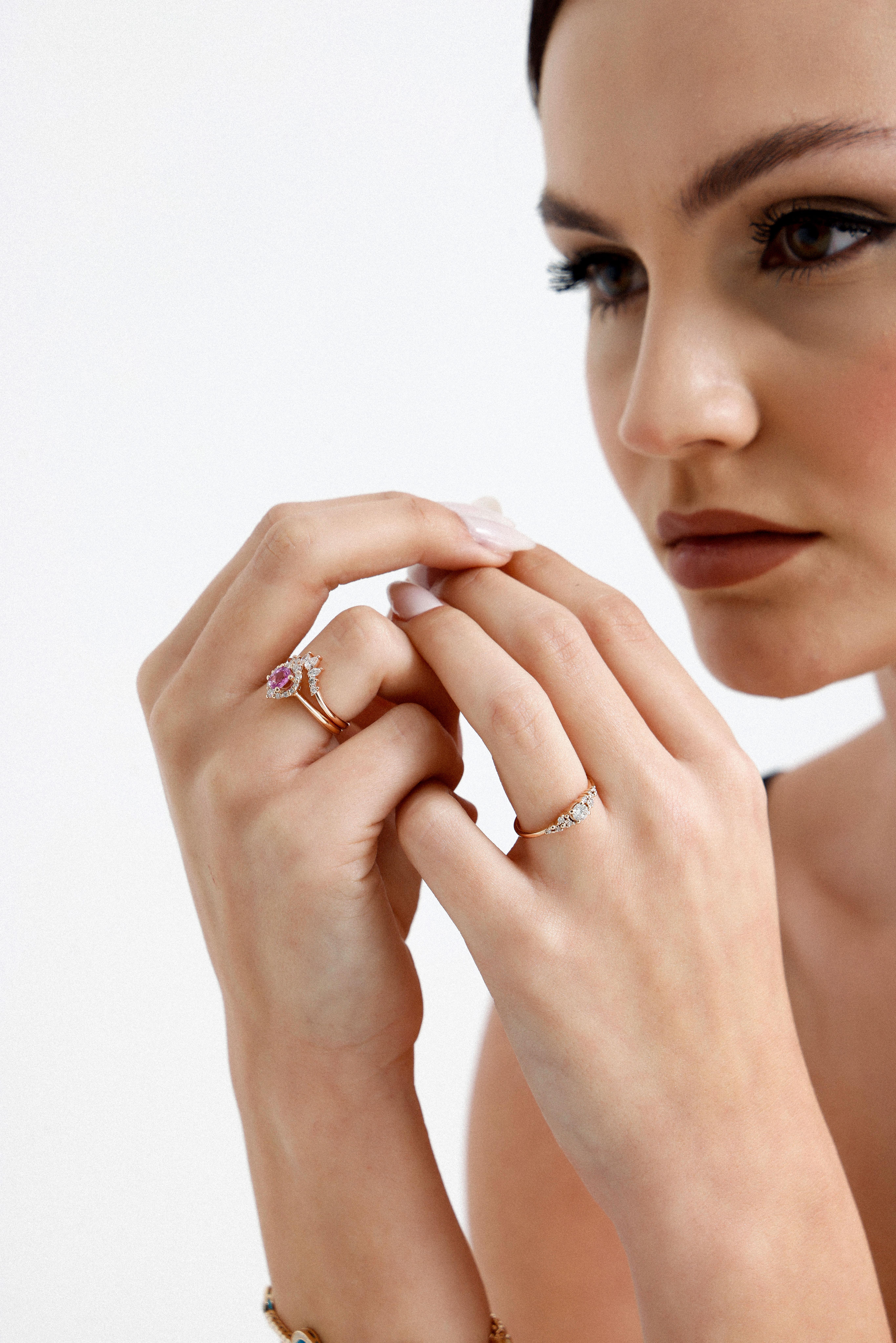 For Sale:  Pink Sapphire And Diamond Halo Ring 4