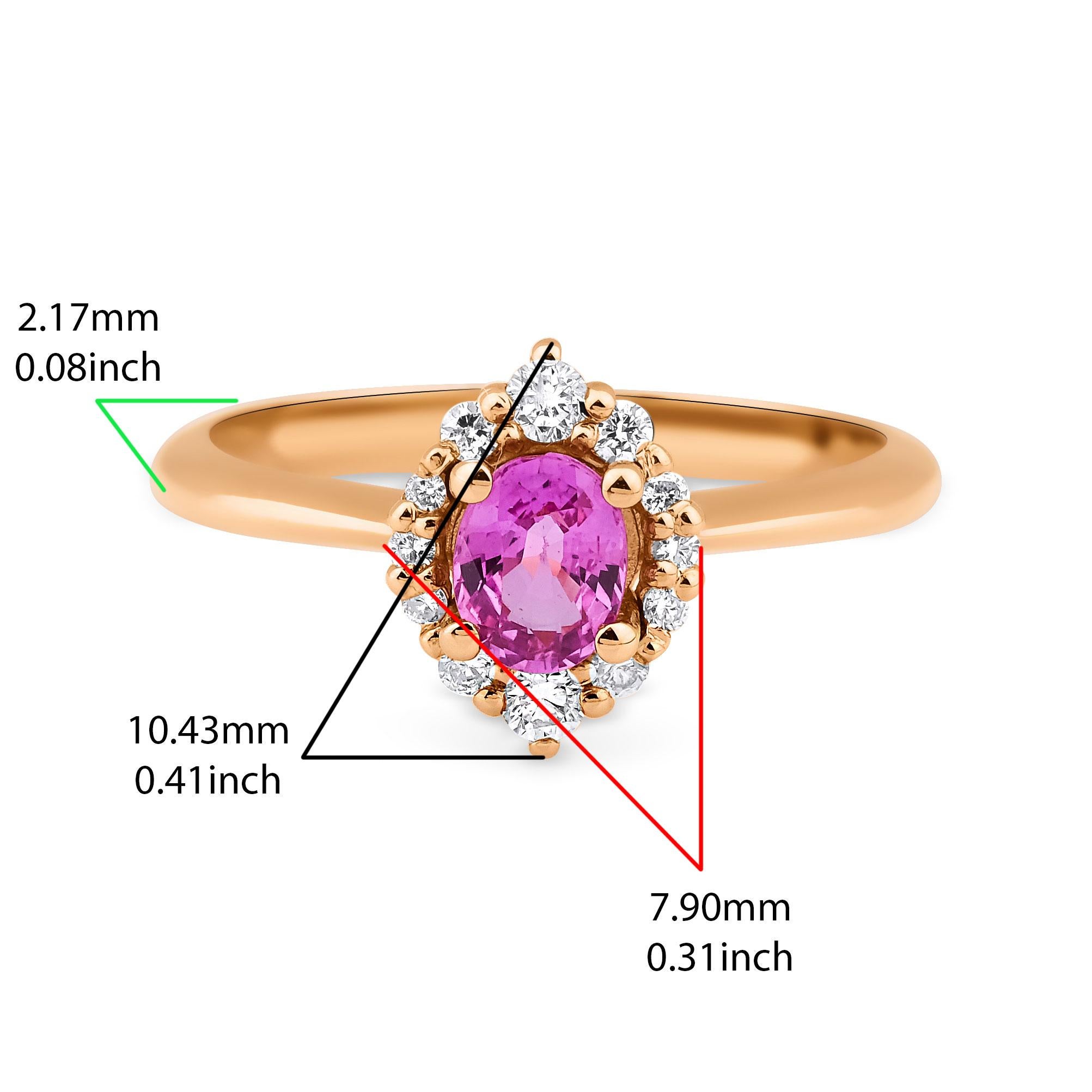 For Sale:  Pink Sapphire And Diamond Halo Ring 6