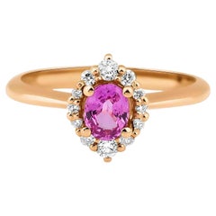 Pink Sapphire And Diamond Halo Ring