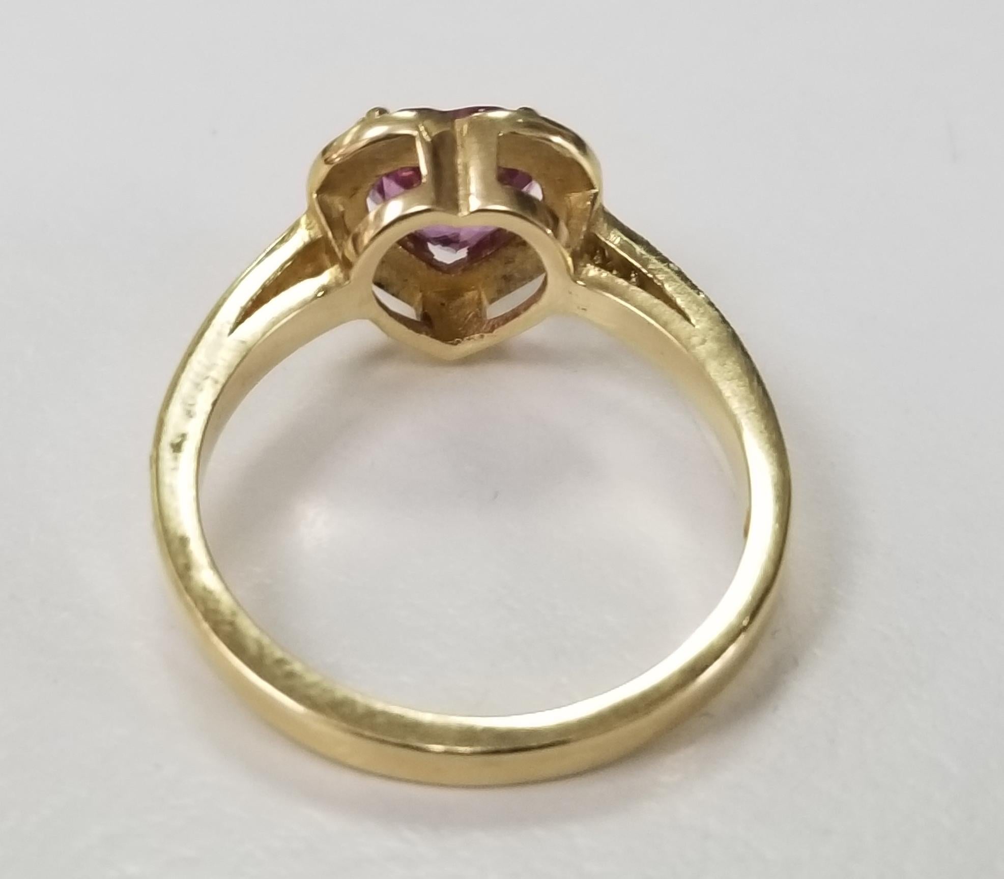 Contemporary Pink Sapphire and Diamond Heart Ring For Sale