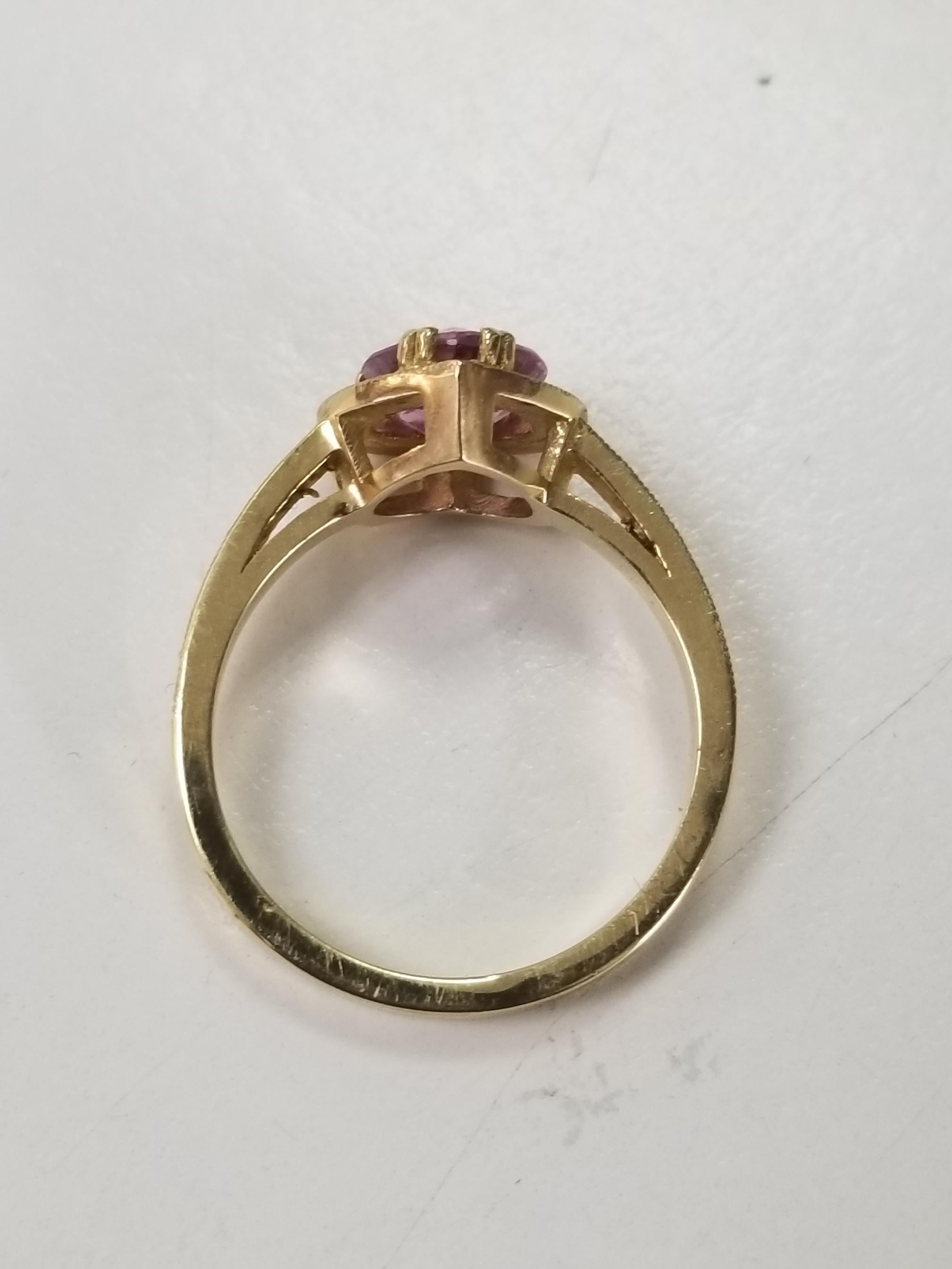 Round Cut Pink Sapphire and Diamond Heart Ring For Sale
