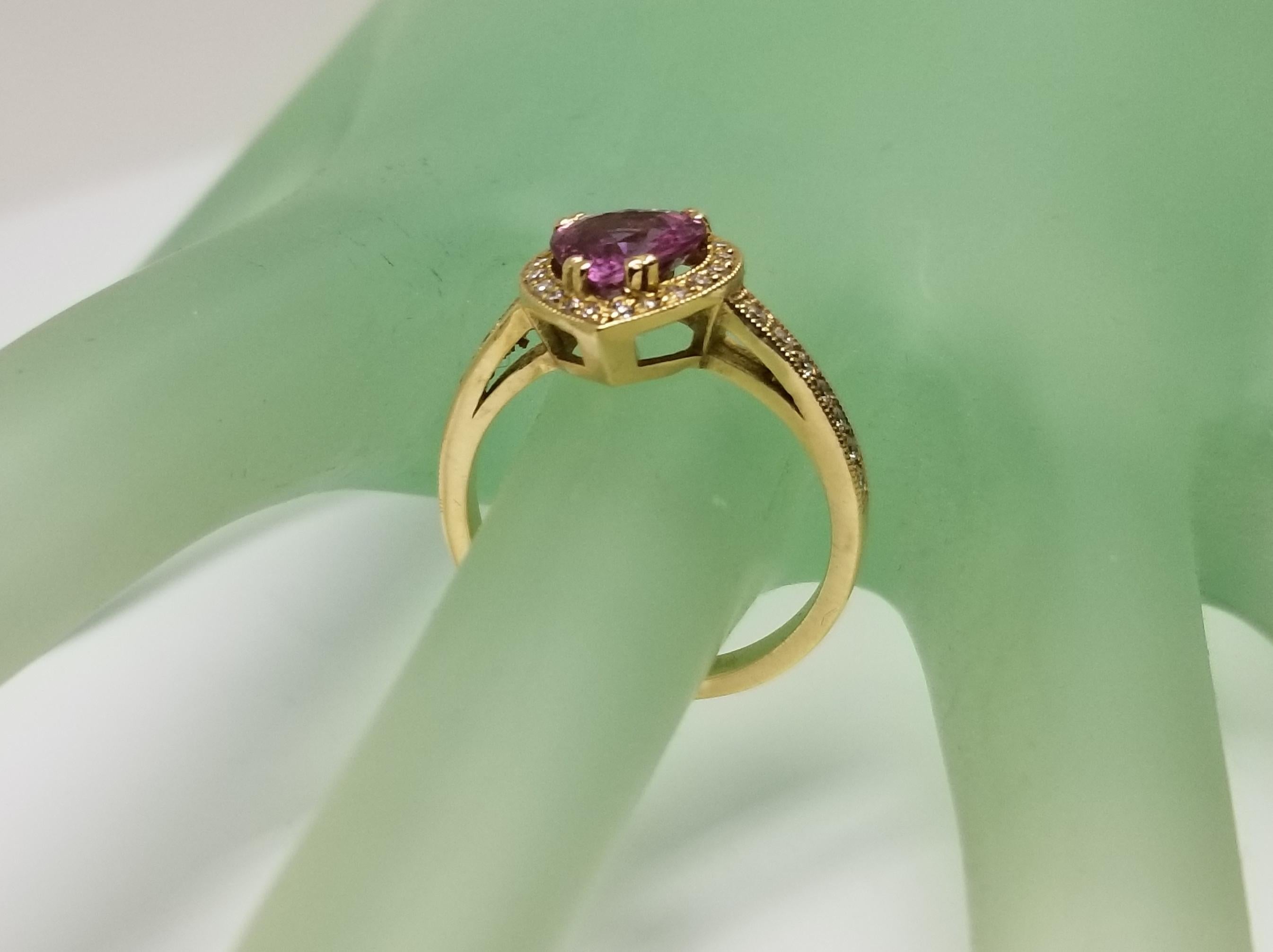 Women's Pink Sapphire and Diamond Heart Ring For Sale