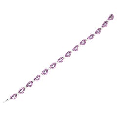  Pink Sapphire and Diamond Heart Shape Bracelet in 18 Karat White Gold