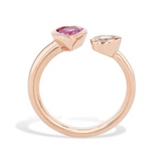 Pink Sapphire and Diamond Moi et Toi Ring
