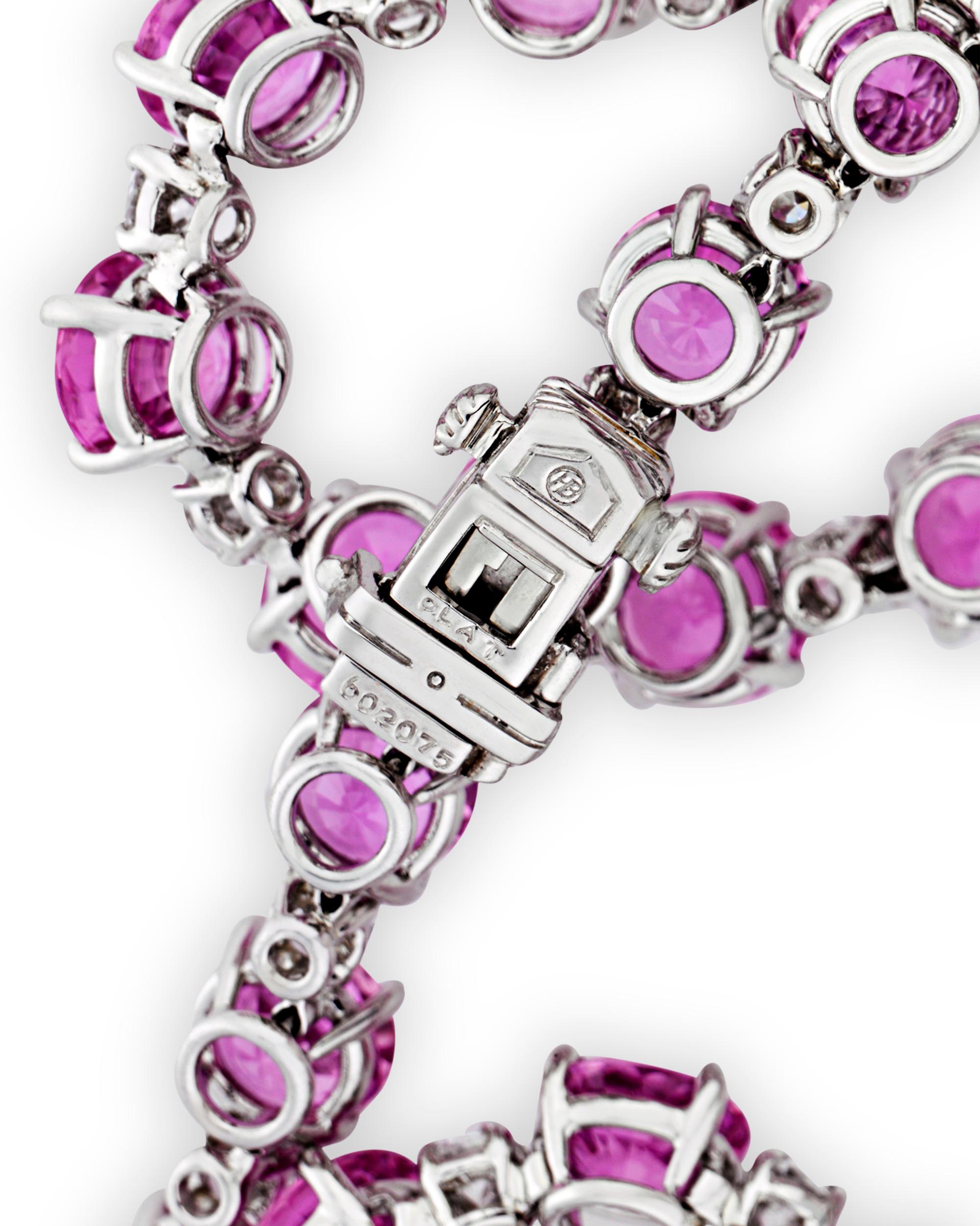 Modern Pink Sapphire and Diamond Necklace by Oscar Heyman