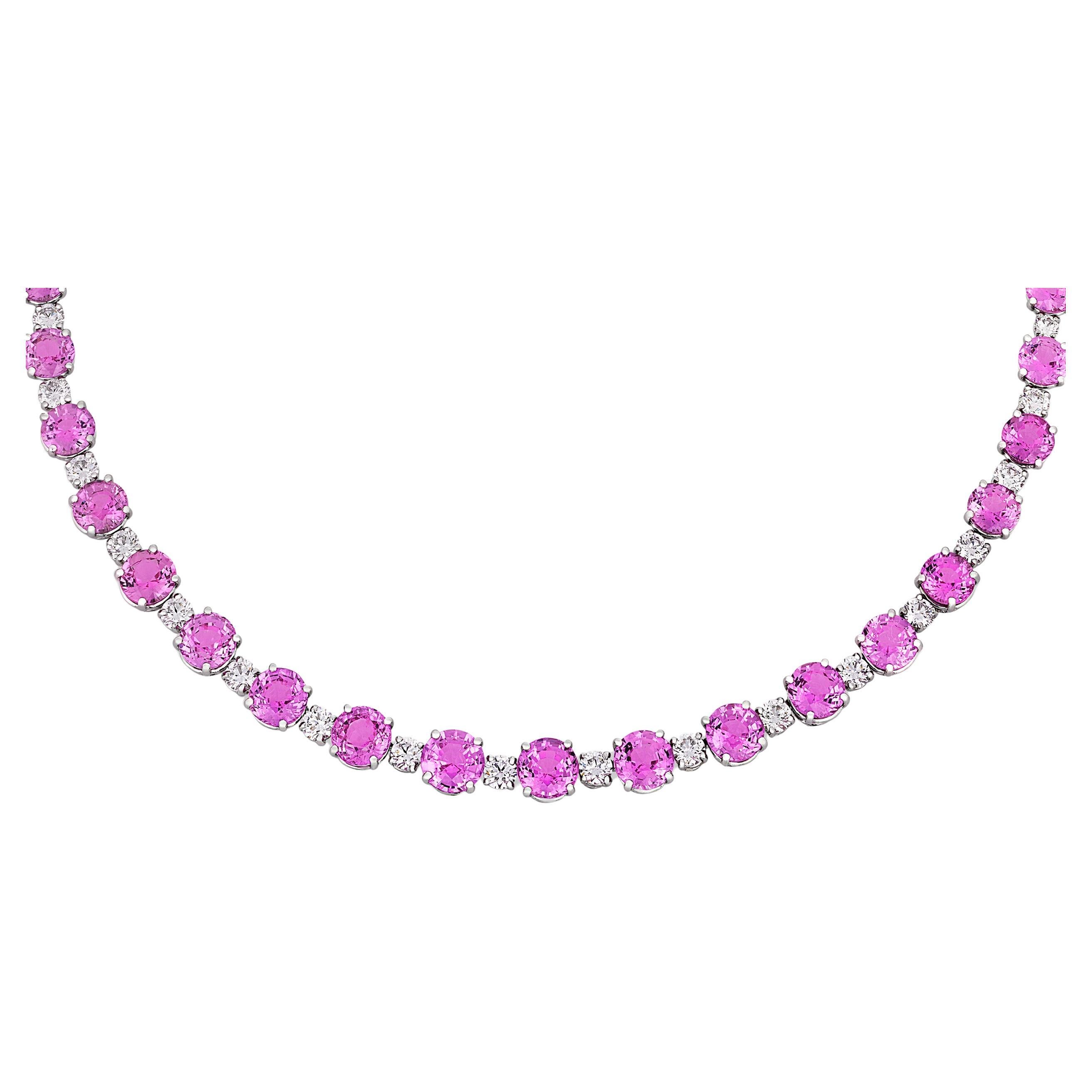 Pink Sapphire and Diamond Necklace by Oscar Heyman