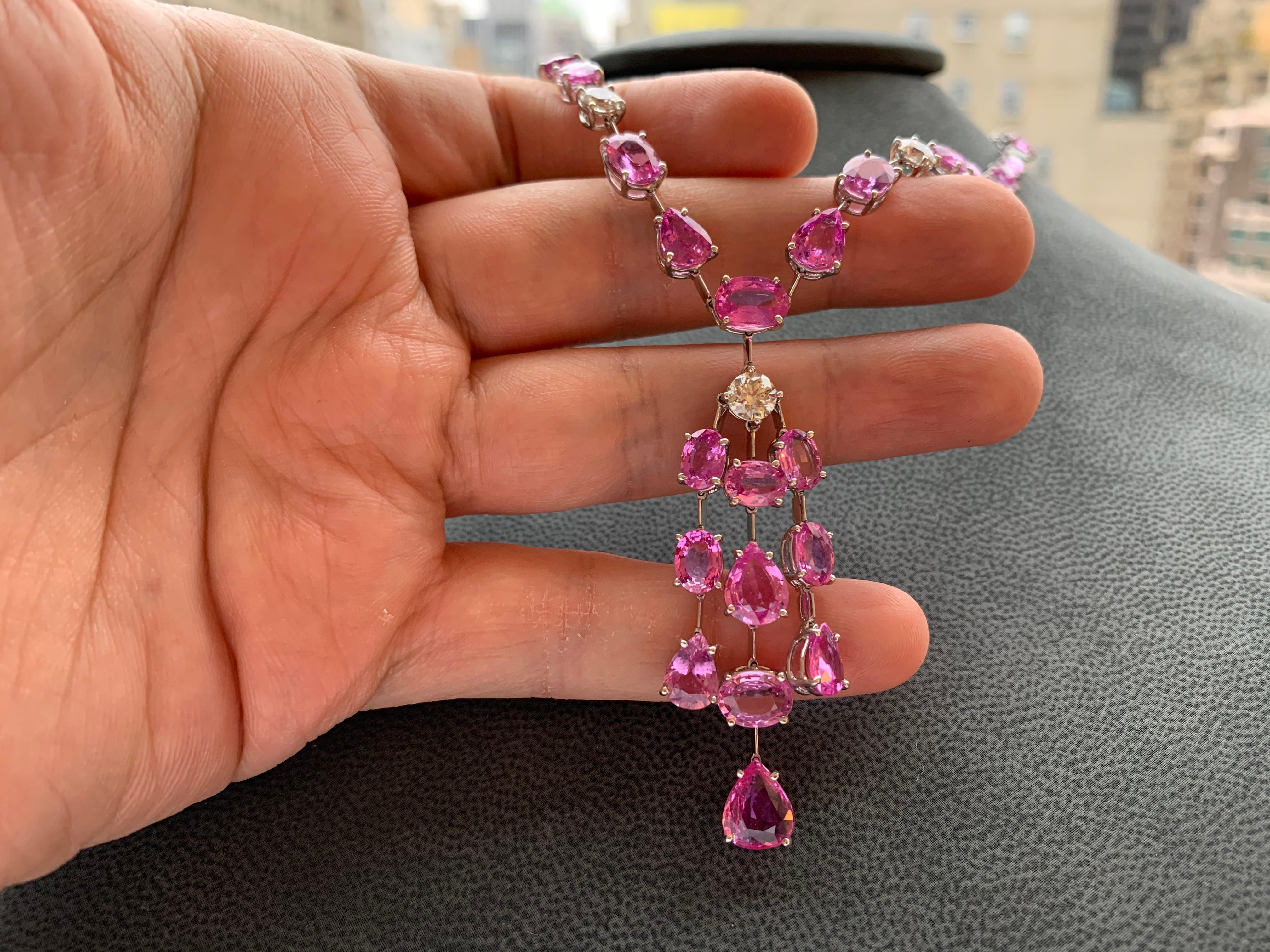 Women's Pink Sapphire and Diamond Necklace