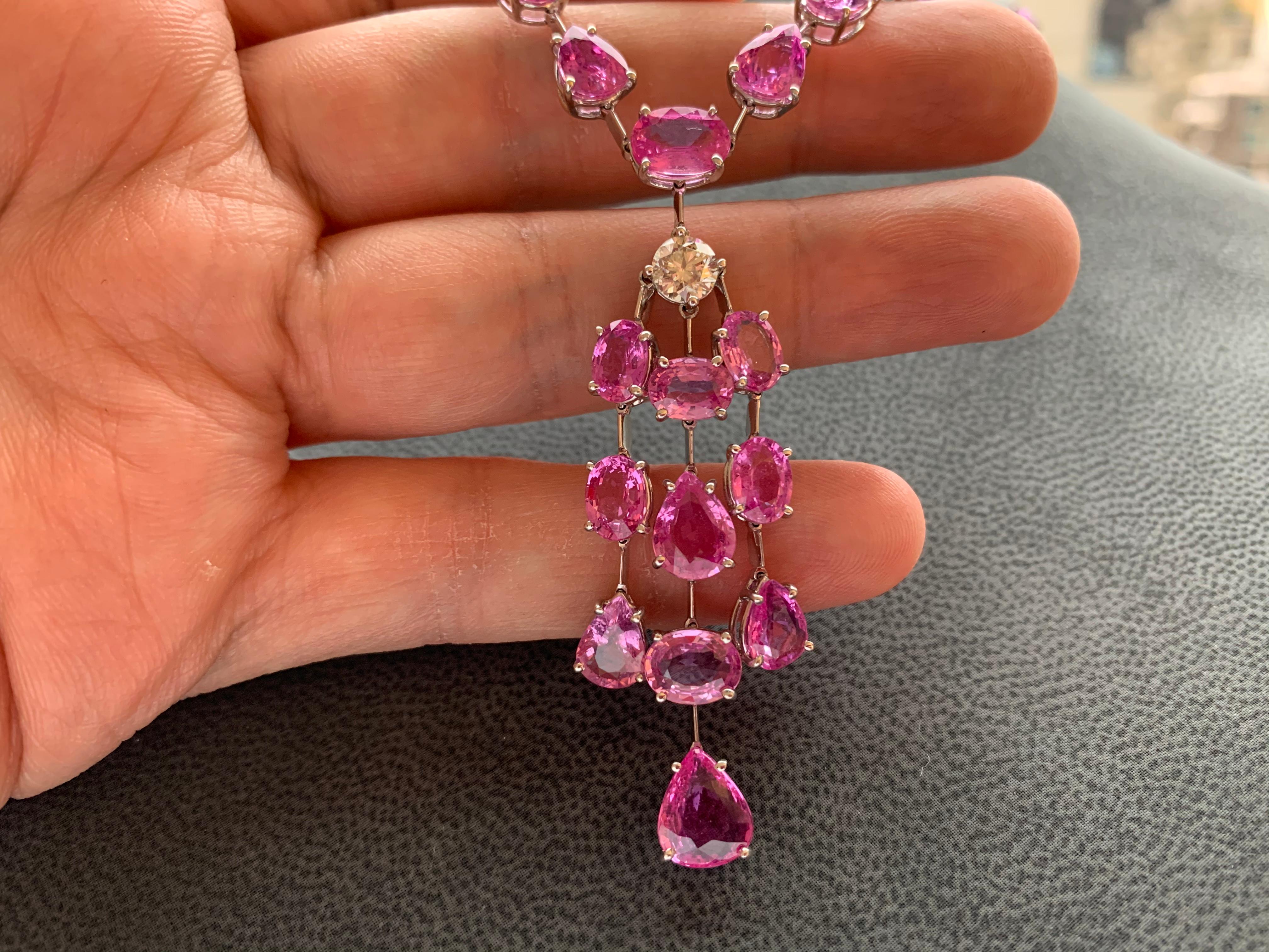 Pink Sapphire and Diamond Necklace 1