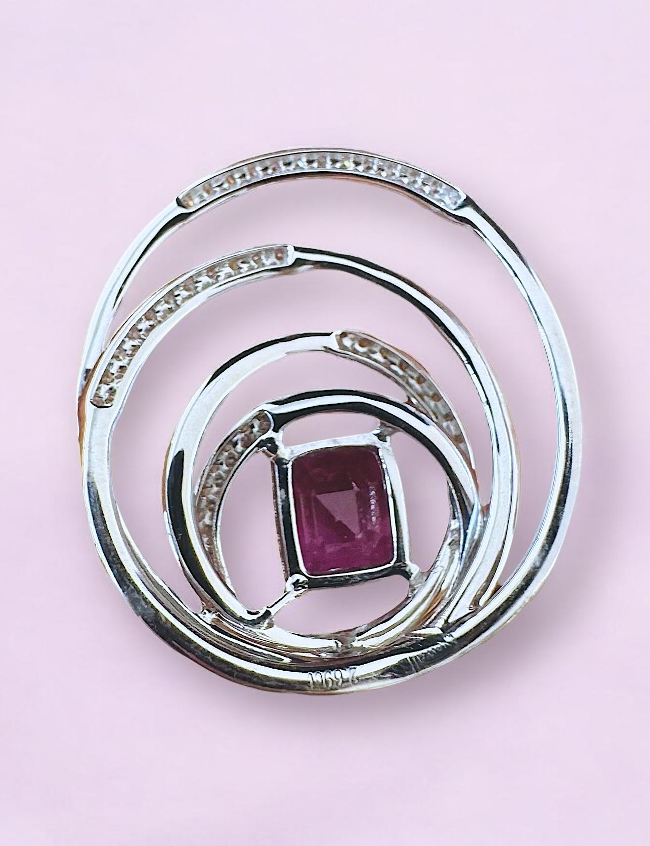 Ciondolo Orbita con Zaffiro Rosa e Diamante in vendita 3