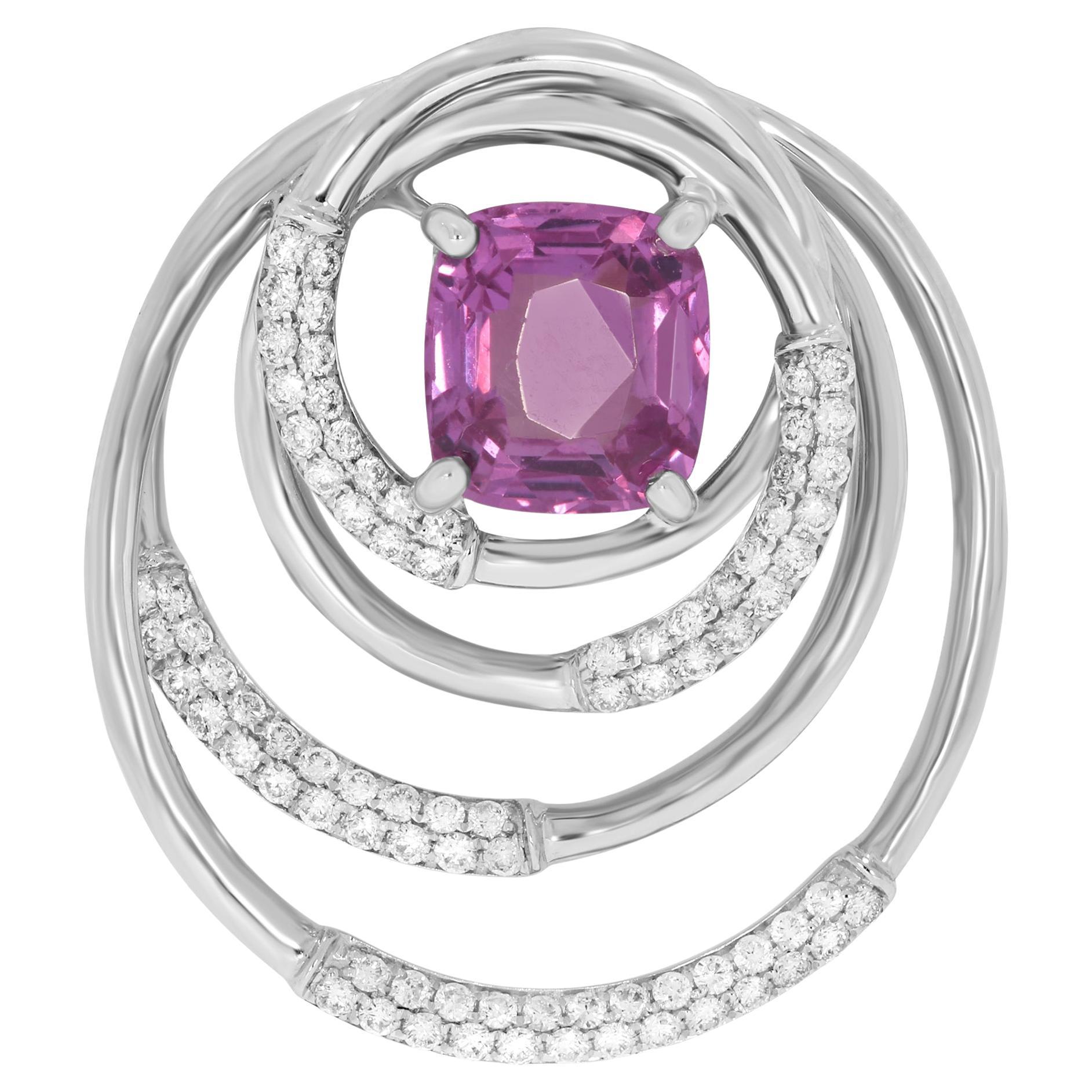 Ciondolo Orbita con Zaffiro Rosa e Diamante in vendita