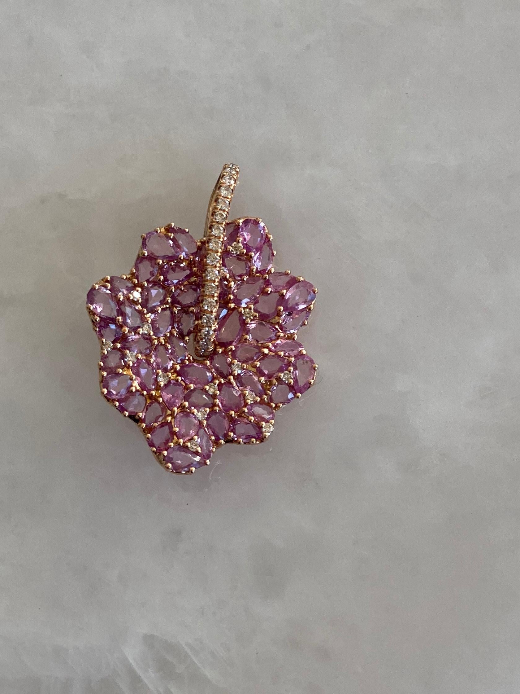 Contemporary Pink Sapphire and Diamond Pendant Necklace For Sale