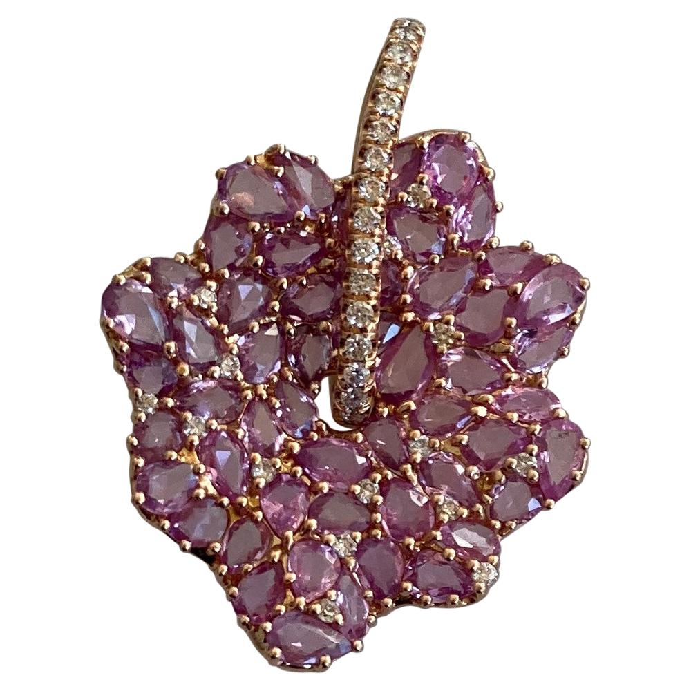 Pink Sapphire and Diamond Pendant Necklace For Sale