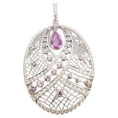 Pink Sapphire and Diamond Pendant Set in 18 Karat White Gold Settings