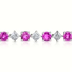 Pulsera de Zafiro Rosa y Diamantes en Platino