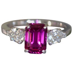 Pink Sapphire and Diamond Platinum Engagement Ring 3.5 Carat, Ben Dannie