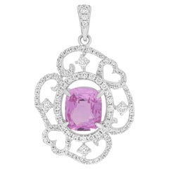 Pink Sapphire and Diamond Ribbon Pendant