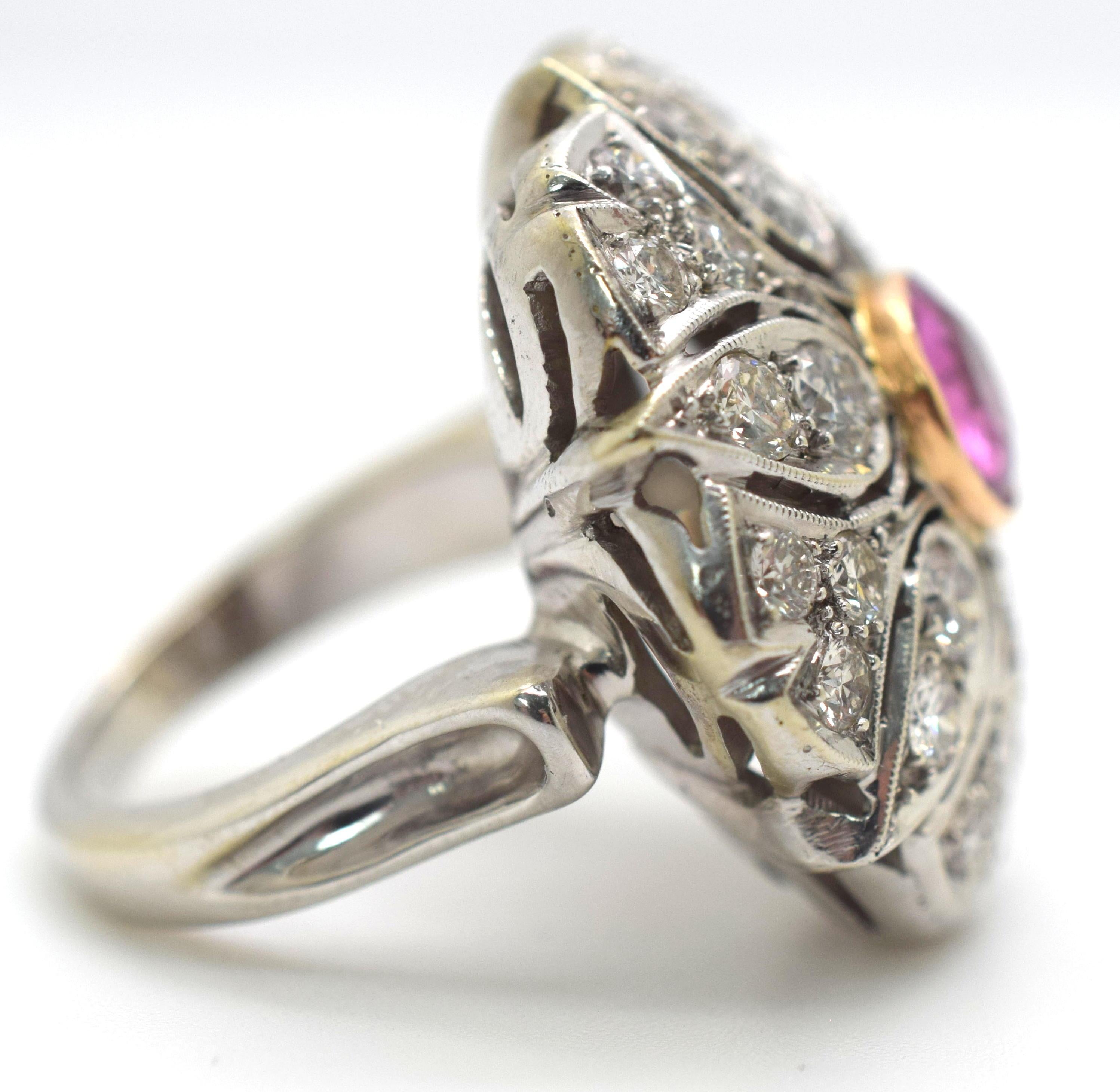 Modern Pink Sapphire and Diamond Ring 14 Karat White Gold 4.67 Carat