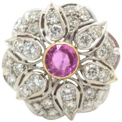 Pink Sapphire and Diamond Ring 14 Karat White Gold 4.67 Carat