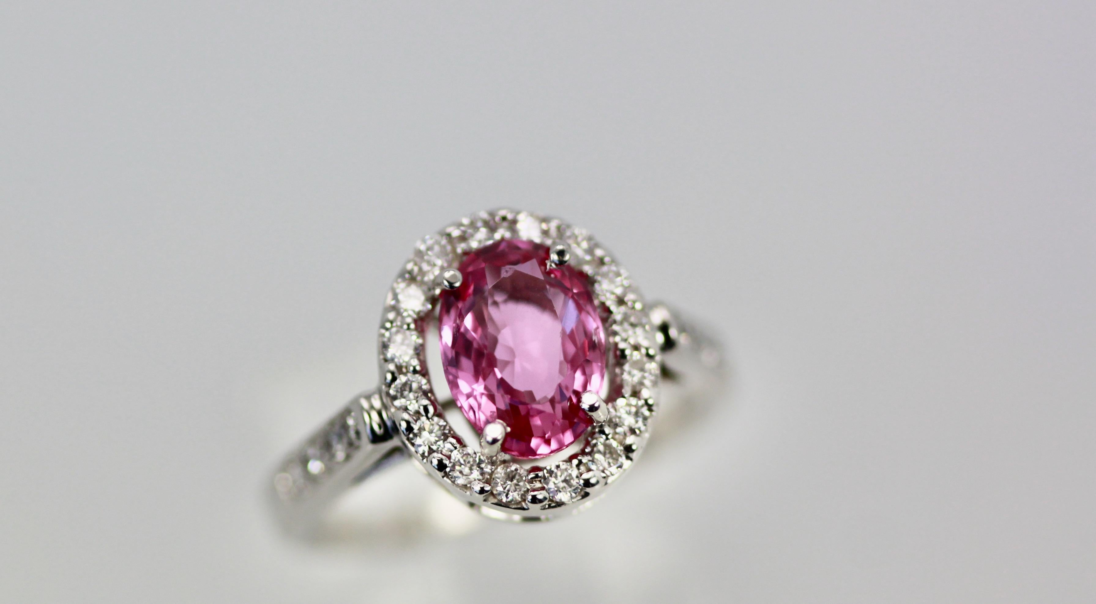 Pink Sapphire and Diamond Ring For Sale 3